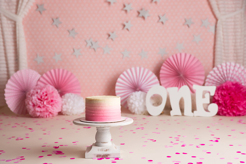 Baby Girl Milestone One Year Cake Smash Pink