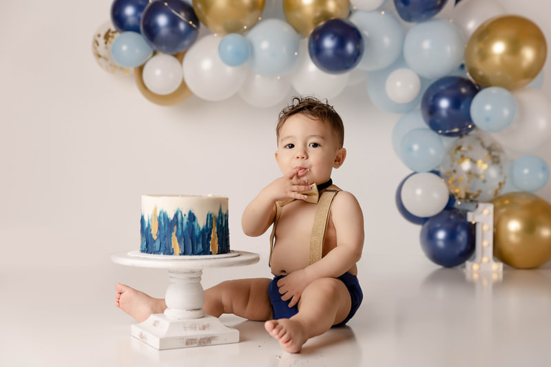 Northern Colorado Cake Smash One Year Studio Photography Baby Boy